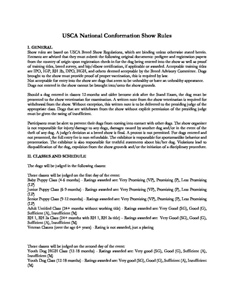 USCA National Show Rules 2022 United Schutzhund Clubs of America